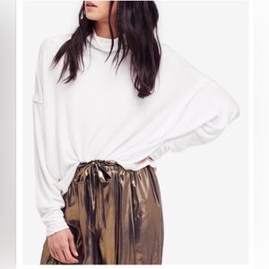 Free People Alameda White Ivory Thin Knit Pullover Turtleneck Sweater